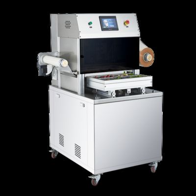 Tam Otomatik Modifiye Atmosfer Tepsi Mühürleyici DQ370L-E, Gıda Sınıfı 304 Paslanmaz Çelik ve 6061 Eloksallı Alüminyum Kalıp ile